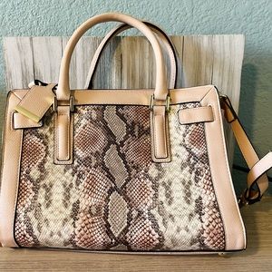 Large Blush Pink with Snakeskin Pattern Purse